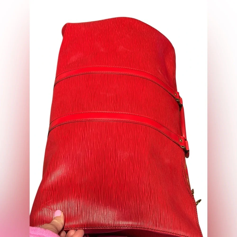 Louis Vuitton vintage red epi leather keepall 55